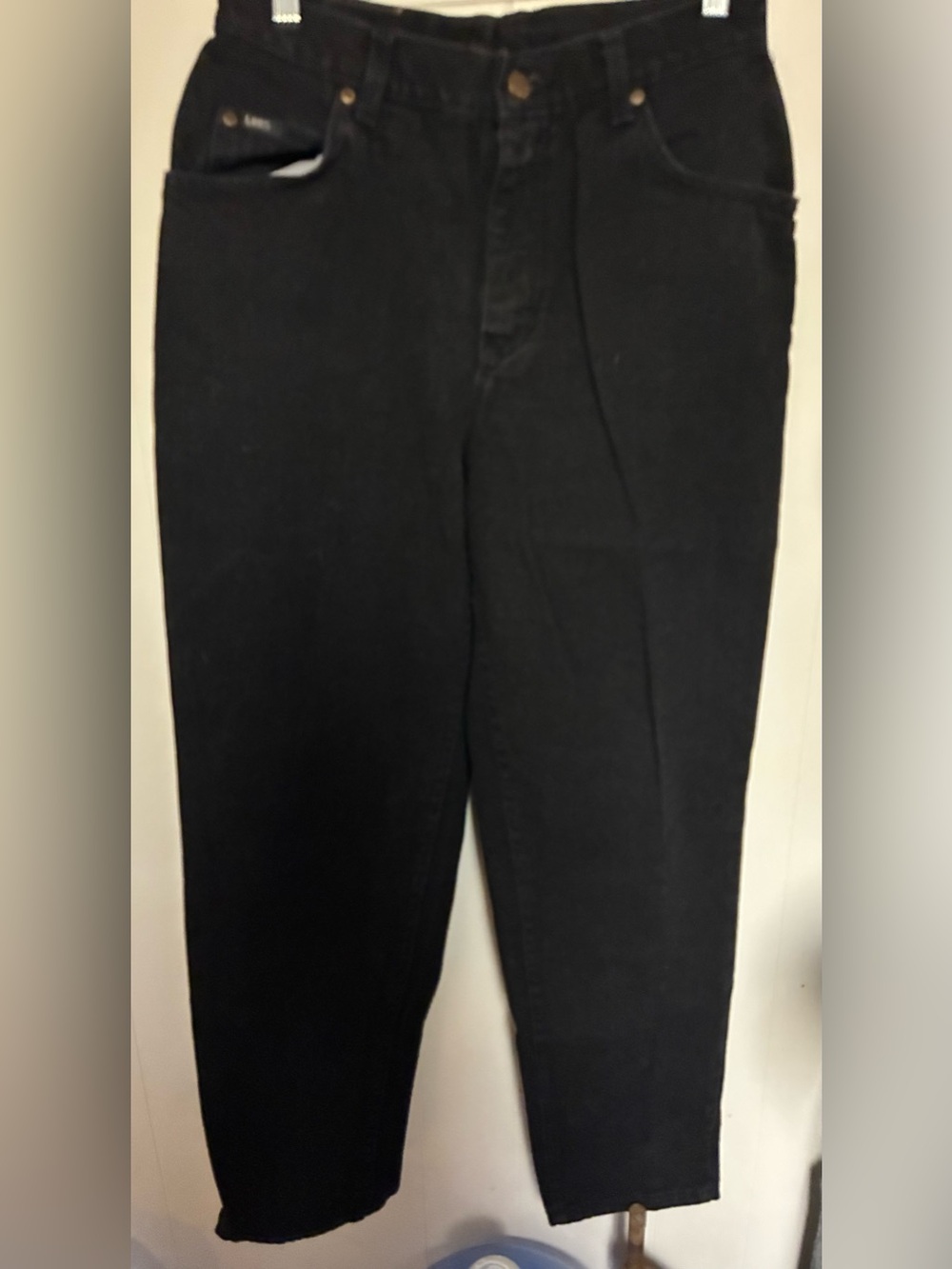 Lee Vintage Black Denim Jeans High Rise Relaxed Tapered Leg Women's 12 MED